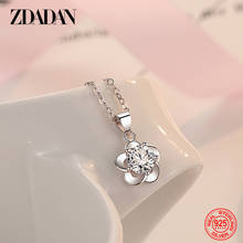ZDADAN 925 Sterling Silver Flower Zircon Amethyst Necklaces For Women Charm Jewelry Fashion Gift 2024 - buy cheap