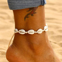 Bohemian Shell Anklets for Women Handmade Leather Woven Natural Shell Foot Jewelry Summer Beach Barefoot Bracelet ankle on Leg 2024 - купить недорого