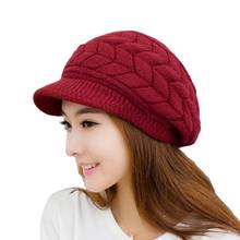 Womens Beanie Wool Newsboy Cap Winter Hat Visor Beret Cold Weather Knitted 2024 - buy cheap