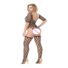 Plus Size Sexy Hot Erotic Fishnet Halter Backless Bodystocking Bodysuit Costumes Lingerie Lenceria Porn Latex Catsuit Underwear 2024 - buy cheap