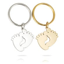 Silver Color/Gold Color Stainless Steel Baby Foot Key Chain Blank For Engrave Metal Baby Feet Keychain Mirror Polished 10pcs 2024 - buy cheap