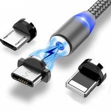 Huawei LED Cable USB magnético de carga rápida tipo C Cable imán cargador carga de datos Cable Micro USB Cable de teléfono móvil Cable USB Cable 2024 - compra barato
