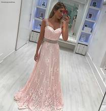 2019 Light Pink Prom Dress Spaghetti Straps Lace Long Formal Pageant Holidays Wear Graduation Evening Party Gown Plus Size 2024 - buy cheap
