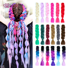 Huaya 24 Jumbo Braid Ombre Hair Bundles Synthetic Jumbo Braiding Hair Kanekalon Purple Rainbow Fake Hair Extensions Buy Cheap In An Online Store With Delivery Price Comparison Specifications Photos And Customer Reviews