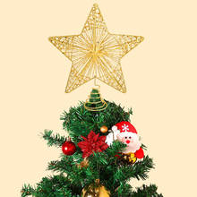 Estrella del árbol de Navidad de 12/15/20cm, adorno de estrella de cinco puntas para el hogar, decoración de árbol de Navidad de Año Nuevo, arte de hierro dorado y plateado brillante 2024 - compra barato