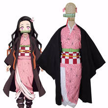 Костюм для косплея камадо незуко из аниме «рассекающий демонов», Розовое Кимоно для девочек, костюм на Хэллоуин, полный комплект для женщин 2024 - купить недорого