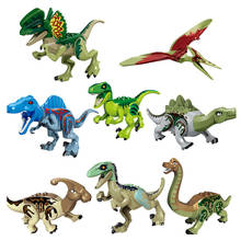 8Pcs/lot New Dinosaurs Rex Dilophosaurus Tyrannosaurus Figure Building Blocks Model Toy for Children 2024 - buy cheap