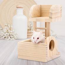 Natural Wooden Hamster Platform House Toy for Small Pets Hamster Rat Toys Climbing Ladder Funny Exercise Lookout Tower 2024 - buy cheap