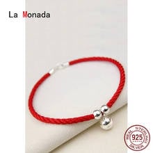 La Monada Bell Red Thread For Hand 925 Sterling Silver Bracelet Red Thread String Rope Bracelets For Women Silver 925 Sterling 2024 - buy cheap