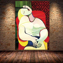 Picasso sonhando mulher abstrata pintura da lona posters e cópias da arte parede fotos para sala de estar decoração casa cuadros sem moldura 2024 - compre barato