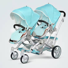 Twin Baby Stroller 3 in 1 Luxury High Landscape Baby Stroller for Twins Multifunctional Adjustable Twin Stroller Double Pram 2024 - buy cheap