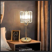 Luminária de mesa em cristal para quarto e sala, poste de luz preta, dourada, noturna, para decoração ou para estudo, sala de estar 2024 - compre barato