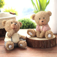 Resin Bear Figures Figurines Artware Birthday Gift Lovely Couple Bear Ornaments Doll Home Decor 2 pcs/set 2024 - buy cheap