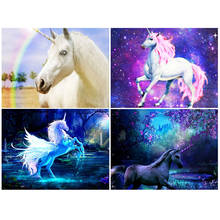 5D DIY pintura de diamantes unicornio punto de cruz taladro completo diamante bordado Animal mosaico Rhinestone imagen decoración del hogar regalo 2024 - compra barato