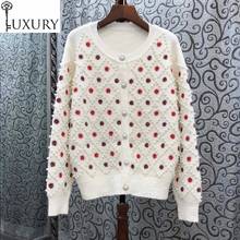2020 Autumn Winter Sweater Fashion Cardigans Women Hand Made Beading Long Sleeve Knitted Casual Cardigan Coats Jacket 2024 - buy cheap