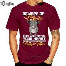 Мужская Подарочная футболка, остерегайтесь питбуля, собаки, любовника, Стаффорда, индивидуальная футболка, круглый воротник, официальная рубашка против морщин 2024 - купить недорого