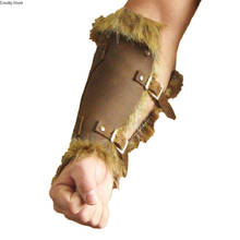 Fur Leather Bracer Medieval Celtic Viking Warrior Costume Larp Arm Men Women Armor Rivet Halloween Archer Accessory For Adult 2024 - купить недорого