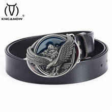 Genuine Famous Luxury Brand Designer Western Eagle Denim Personality Fashionable Leather Belt Waist Men Punk Carving Craft Strap 2024 - buy cheap