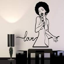 Vinyl wall decal african woman singer singing black lady home bedroom art wall sticker mural FZ53 2024 - buy cheap