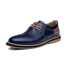 LuckMan-zapatos planos informales de cuero para hombre, calzado de vestir, Oxford, con cordones, para oficina, a la moda, nuevos 2024 - compra barato