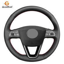 Black Genuine leather Car Steering Wheel Cover For Seat Leon 5F Mk3 2013-2019 Ibiza 6J Tarraco Arona Ateca Alhambra 2024 - buy cheap
