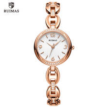 RUIMAS-relojes de cuarzo de lujo para mujer y niña, reloj de pulsera elegante Simple de oro rosa, resistente al agua, femenino, 596 2024 - compra barato