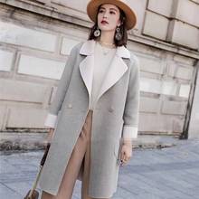 Abrigo de lana de doble cara para mujer, de longitud media abrigo largo, versión coreana, otoño, primavera, 2020 2024 - compra barato