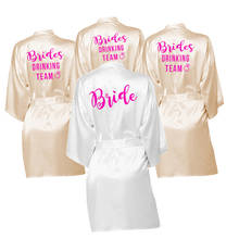 Roupão de praia feminino, pijama de cetim com estampa rosa, roupão personalizado, festa de casamento, festa 2024 - compre barato