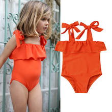 Bañador de una pieza con volantes para niñas pequeñas, Tankini, ropa de playa, traje de baño 2024 - compra barato