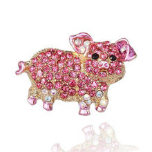 2020 Pink Pig Animal Brooches For Women Rhinestone Cute Pins Shinny Crystal Brooches For Girls Dress Brooch Pins Jewelry 2024 - buy cheap