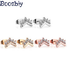 Shining Crown Wishing Bone Stud Earring Luxury Brand Zircon Stud Earrings For Women Wedding Jewelry Gift 2020 New Arrival 2024 - buy cheap