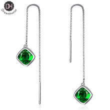 Dreamhonor Long Tassel Geometic Green Crystal Drop Earrings For Women Dangle Earrings Fashion Jewelry Accessories 2024 - buy cheap