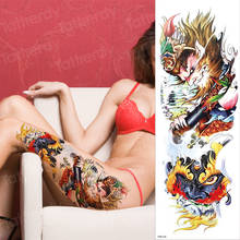 Tatuajes Temporales grandes dragón pez Tigre manga completa tatuaje falso impermeable sexy cuerpo muslo pierna pegatina mujer hombres etiqueta 2024 - compra barato