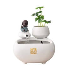 Creative Chinese Ceramic Fish Tank Water Fountain Decoration Living Room Office Desktop Humidification Feng Shui Ornaments 2024 - buy cheap