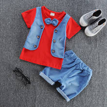 2020 Summer Baby Fashion Clothing Sets Children Boy Girl Fake Vest T-shirt Shorts 2Pcs/Set Kids Cotton Clothes Toddler Tracksuit 2024 - buy cheap