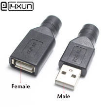 1pcs Female Jack To USB 2.0 Male Plug / Female Jack 5V DC Power Plugs Connector Adapter Laptop 5.5*2.1mm Black Color 2024 - buy cheap