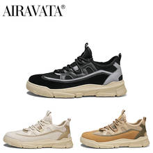 Airavata Men's Sneakers Low Top Martin Leather British Style Lower Upper Shoes Fashion Shoes Casual Thick Sole Retro Canvas Shoe 2024 - buy cheap