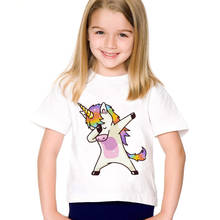 Camisetas divertidas con estampado de unicornio para niños, ropa de verano Harajuku, Tops informales, camisetas de bebé para niños y niñas 2024 - compra barato