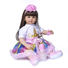 60 см большая кукла bebe Reborn для малышей, Реалистичная виниловая игрушка принцессы для малышей с единорогом, ткань, живое тело, подарок на день рождения для девочек 2024 - купить недорого