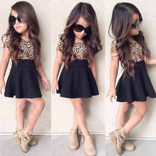 2020 Girls Leopard Print Dress Summer Kids Short Sleeve Pleated Party Dresses Children's Cotton Casual Vestido Clothes for Girls 2024 - buy cheap