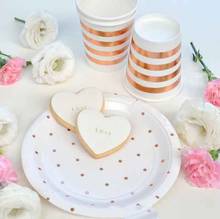 Rose Gold Disposable Tableware Paper Plates Cup Straws Baby Shower Birthday Party Decor Wedding Party New Year Supplies 2024 - buy cheap