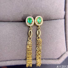 KJJEAXCMY fine jewelry natural Emerald 925 sterling silver trendy girl new gemstone earrings Earbob support test 2024 - buy cheap