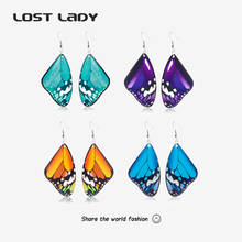 Женские серьги-подвески в стиле панк, с разноцветной бабочкой 2024 - купить недорого