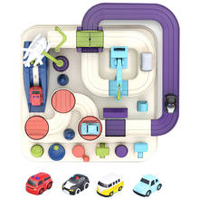 4 Cars Rail Car Train Track Toys for Kids Montessori Boys Girls Xmas Gifts Racing Cars Mechanical Adventure Brain Table Game 2024 - buy cheap