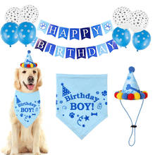 Super Soft Pet Happy Birthday Dog Saliva Towel Puppy Napkin Hat Set Bib Scarf Collar Hat Decorating Bandanas Balloon Set 2024 - buy cheap