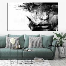 Cuadro de mujer abstracta en blanco y negro, póster moderno e impresión artística, cuadro de pared de moda para decoración de sala de estar 2024 - compra barato
