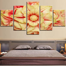 5 Pieces of Yellow Flower Canvas Painting Blooming Hd Wallpaper Plant Poster Pictures Decor Room Kitchen Wall Art Without Frame 2024 - buy cheap