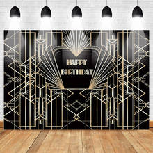 Mocsicka gatsby aniversário background retro grande gatsby fotografia pano de fundo feliz aniversário preto ouro foto fundo festa 2024 - compre barato