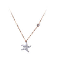 Trendy CZ Rhinestone Clay Chokers Necklaces For Women Girls Rose Gold Stainless Steel Starfish Pendant Jewelry N19026 2024 - buy cheap