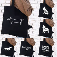 Bolsa de lona para cachorro, bolsa fofa de estilo harajuku para compras, em tecido preto, com fivela, bolsa de ombro 2024 - compre barato